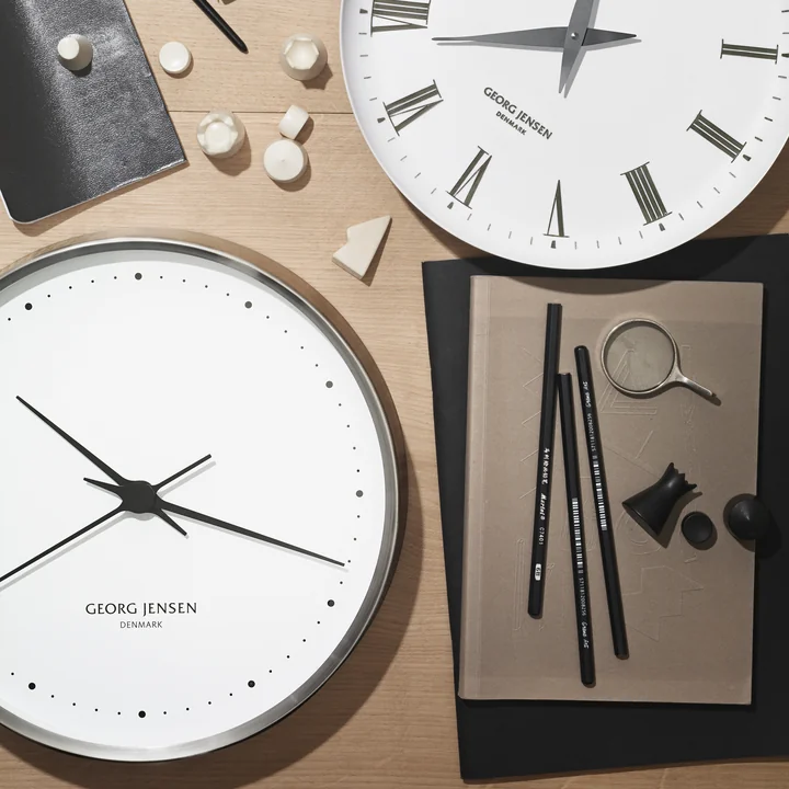 Georg Jensen - Henning Koppel Wanduhr Ø 22 cm, schwarz / weiss