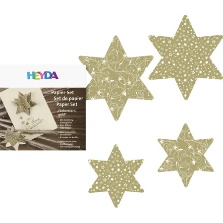 Heyda Bastelpackung Fächerdeko Stern, gold, 40 Blatt