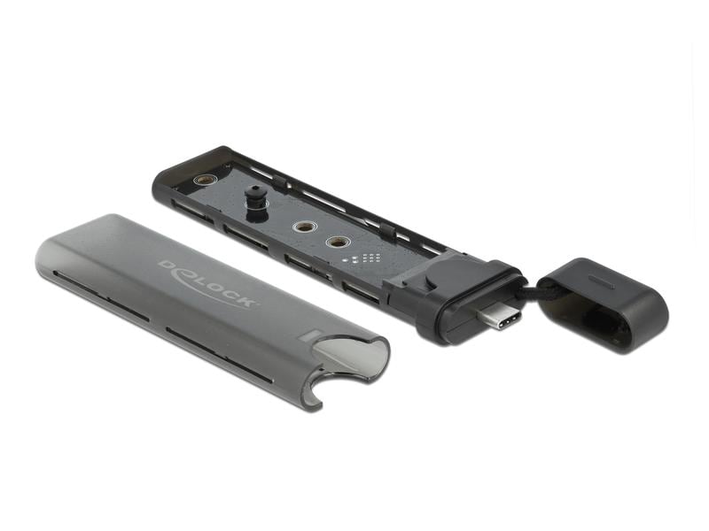 Delock Externes Gehäuse USB-C, NVME&SATA M.2, bootfähig, 10 Delock Externes USB Type-C Combo Gehäuse für M.2 NVMe PCIe oder SATA SSD – werkzeugfrei