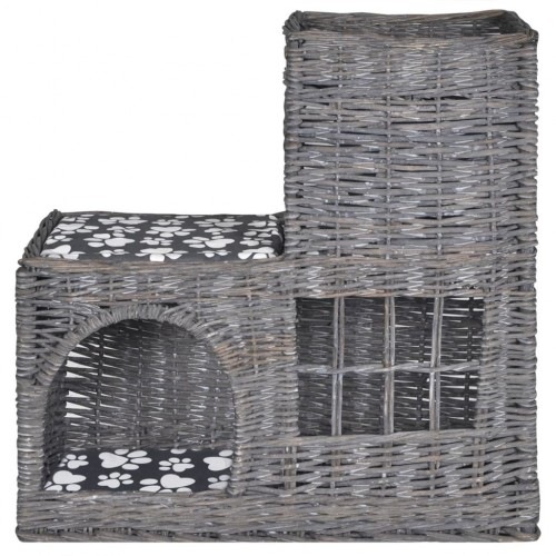 Casa com camas cinzentas para gatos