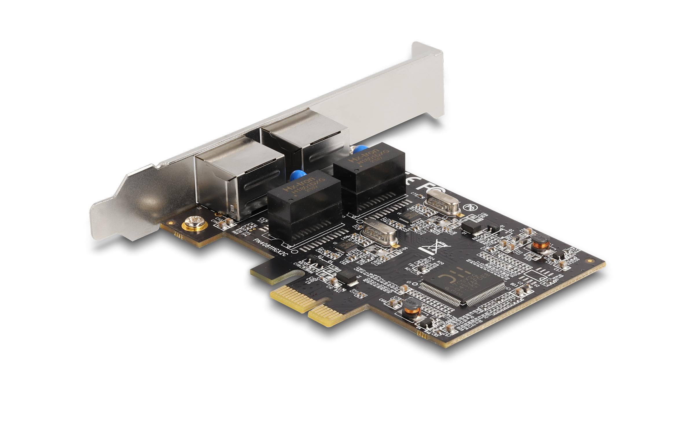 Netzwerkkarte 2xRJ45 Gigabit PCI-Express x1Delock PCI Express x1 Karte auf 2 x RJ45 Gigabit LAN RTL8111