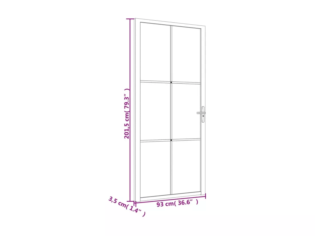 Porte intérieure 93x201,5 cm Blanc Verre ESG et aluminium