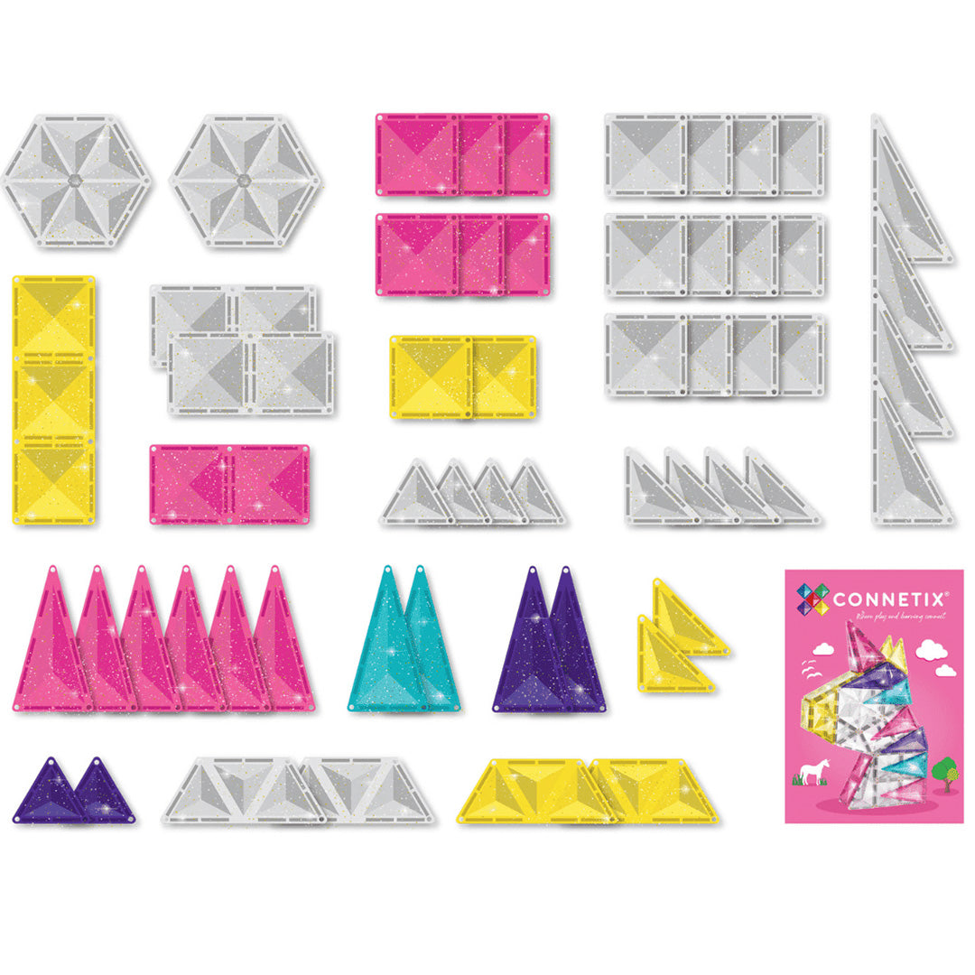 connetix magnetische tegels - glitter unicorn - 56st