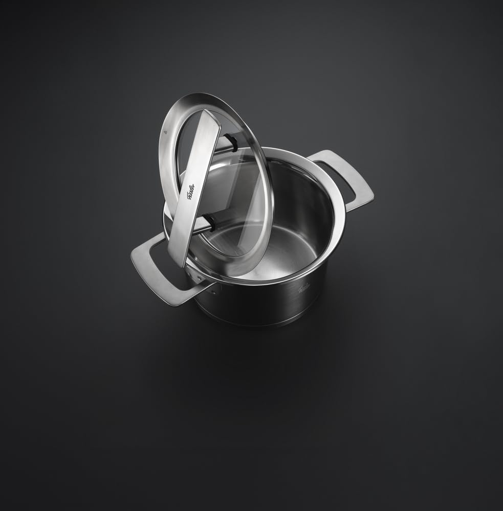 Fissler Phi Collection/Edelstahl-Topfset,4-teilig, Töpfe mit Glas-Deckel (3 Kochtöpfe, 1 Bratentopf) – Induktion