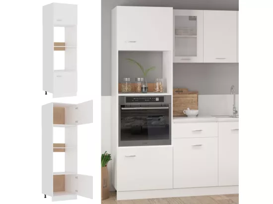 Armoire à micro-ondes Blanc 60x57x207 cm Bois d’ingénierie