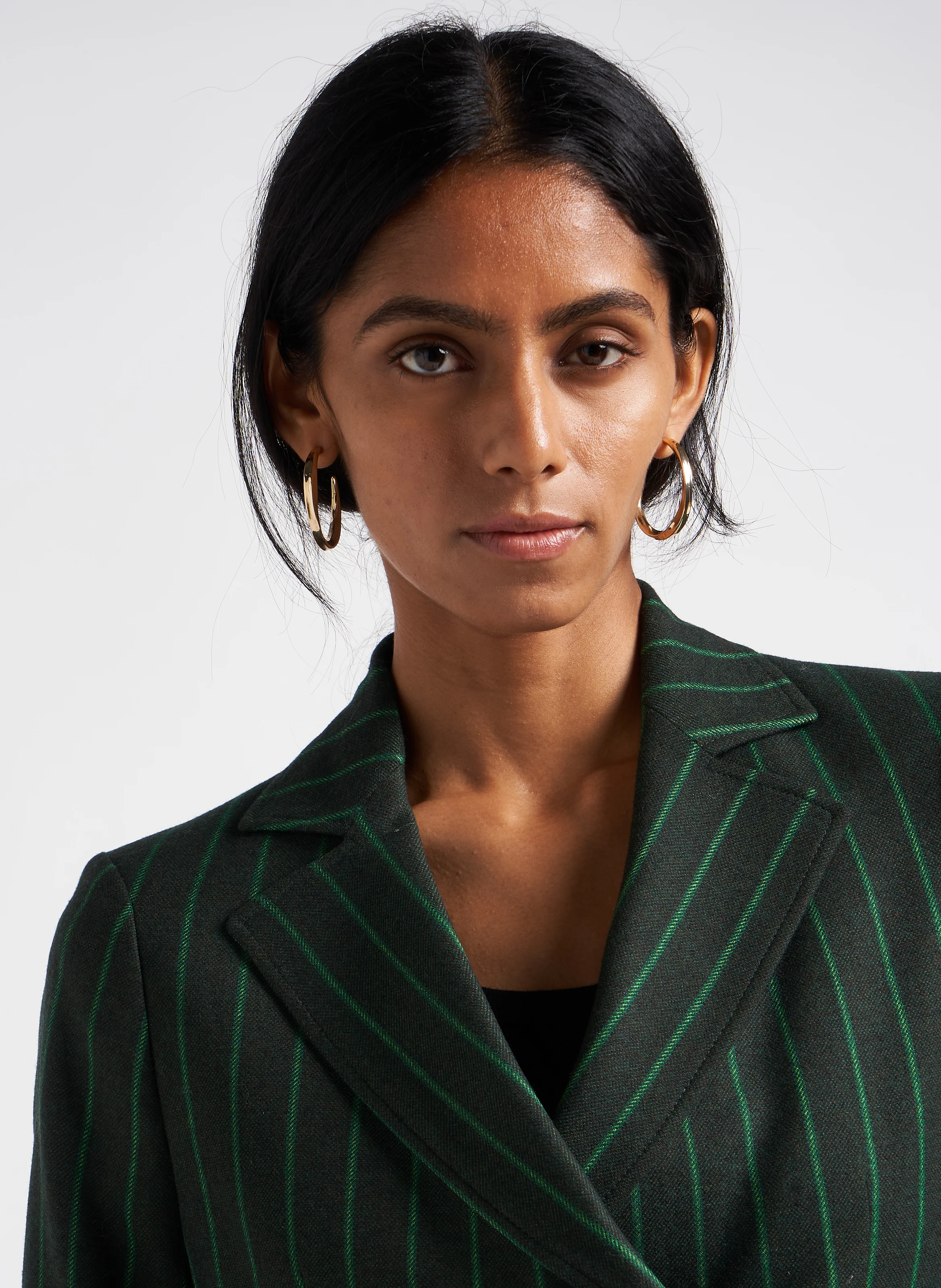 VANIO - Veste ajustée col tailleur à rayures | Vert