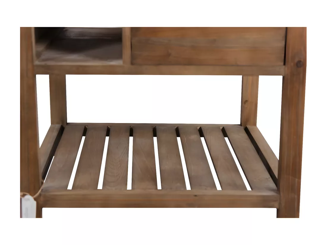 Meuble bas rangement 6 tiroirs plateau zinc Bois Marron - Décoration d'Autrefois