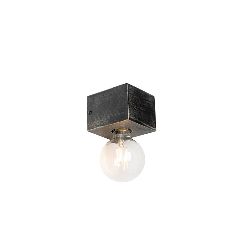 Landelijke wandlamp zwart hout - Bloc