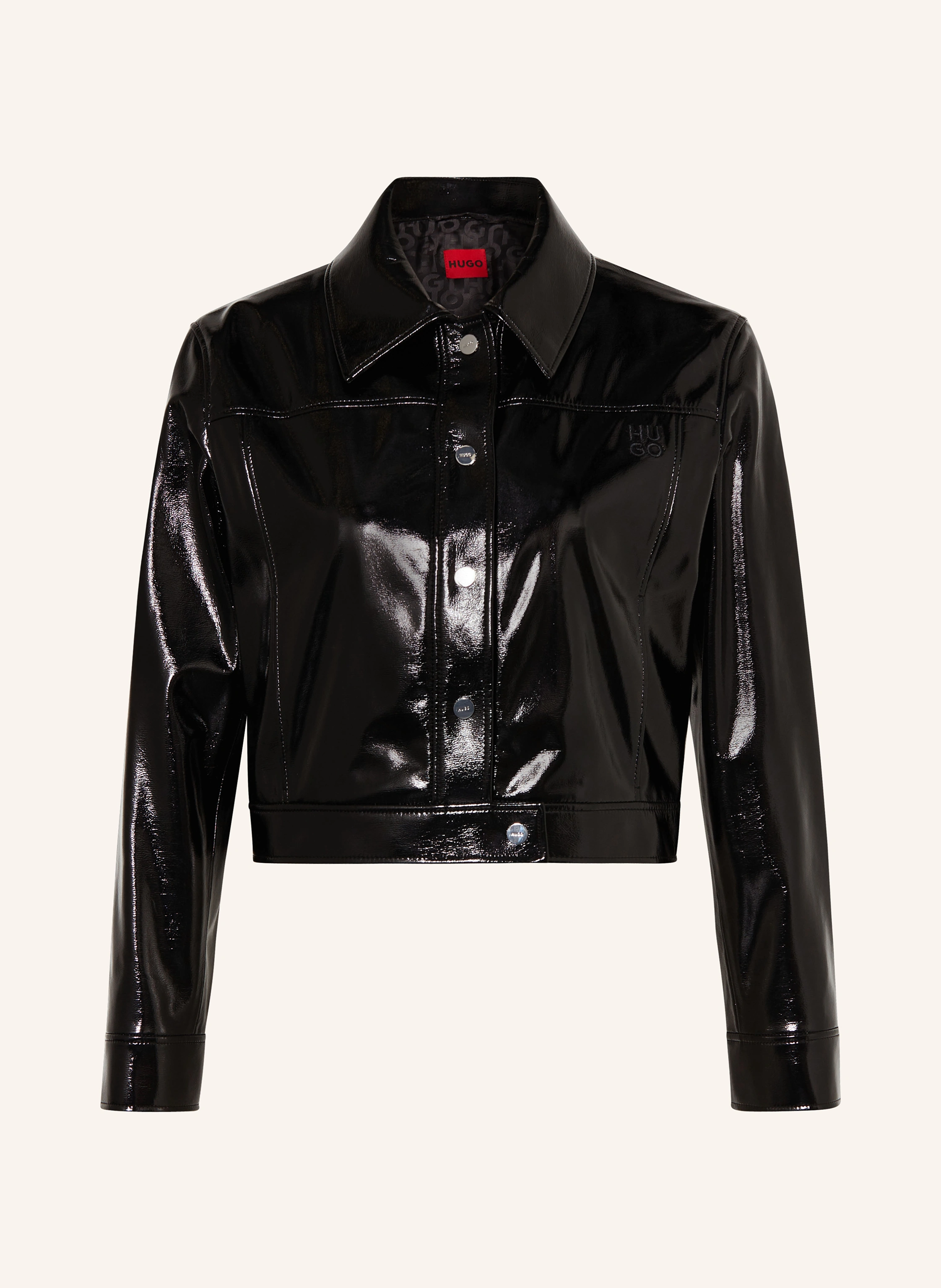 HUGO Cropped-Jacke AIOTA in Lederoptik