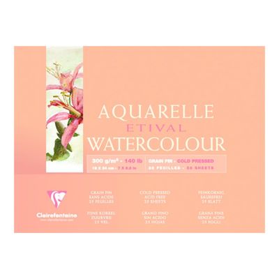 Clairefontaine Etival - Bloc de papier aquarelle - 25 feuilles 18 x 24 cm - 300 g/m²