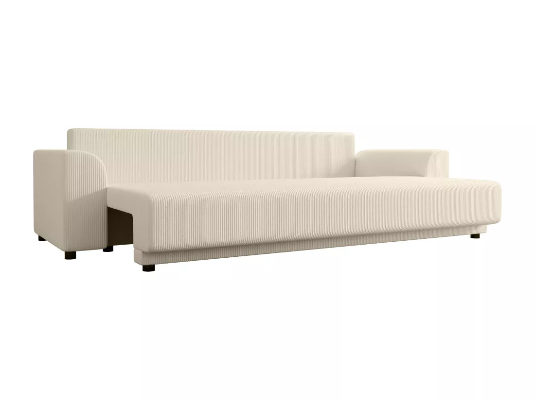 Canapé 3 places convertible en velours côtelé beige NESSARO