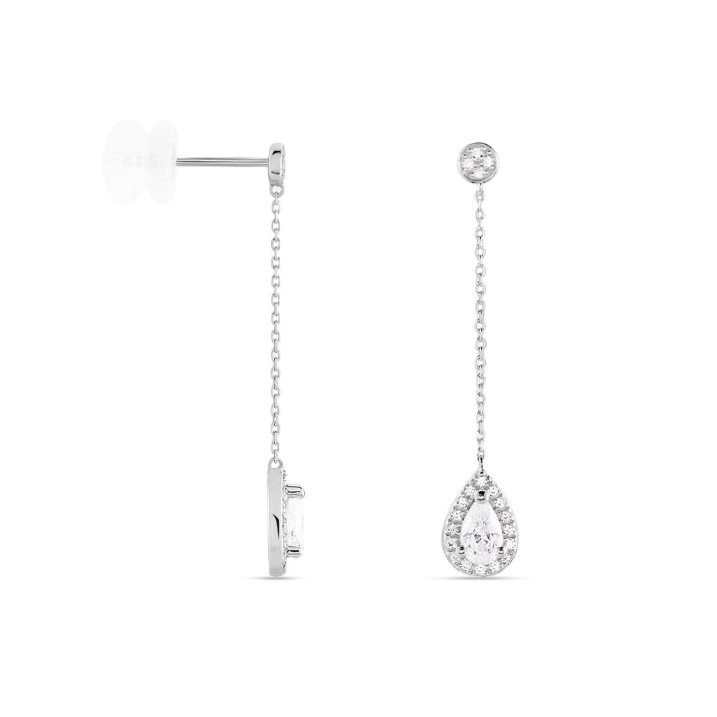 Boucles D'oreilles Pendantes Searlas Or Blanc Oxyde De Zirconium