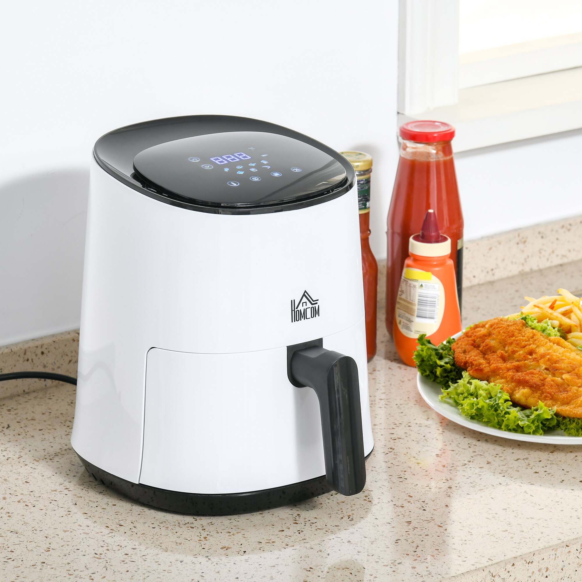 HOMCOM Luftfritteuse mit LED-Anzeige weiß 33,9L x 24,9B x 29,9H cm