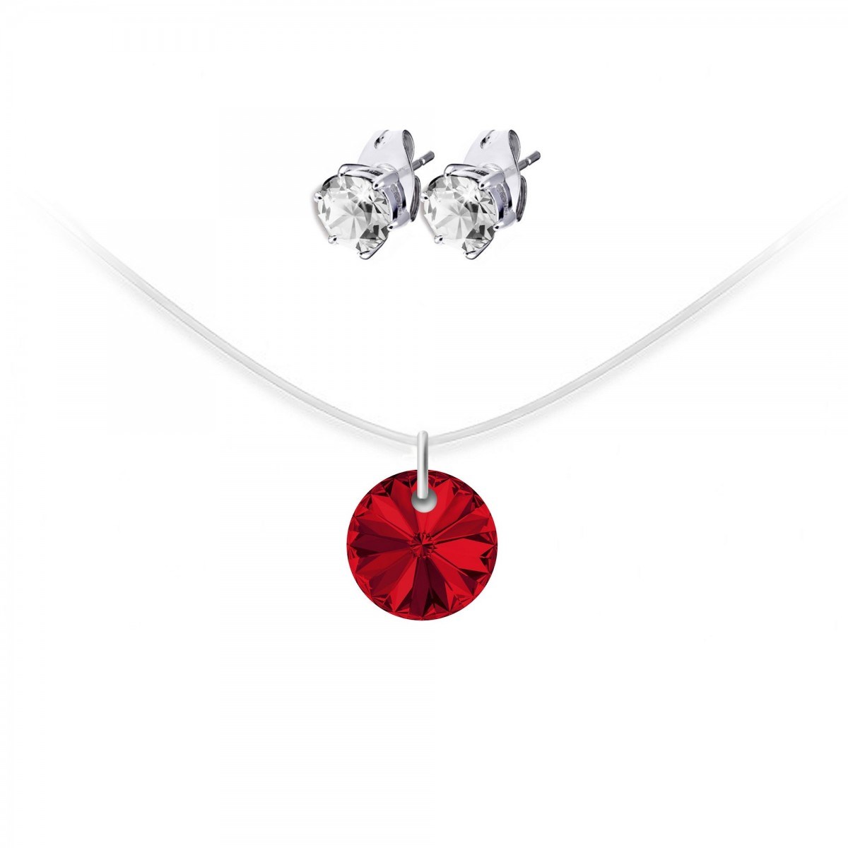 Collier nylon SC Crystal orné de Cristaux scintillants et ses boucles d'oreilles