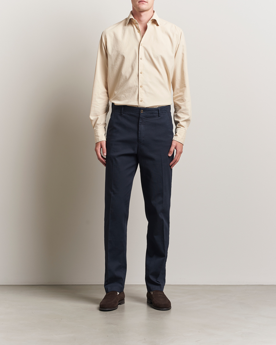 Stenströms Regular Fit Cut Away Cord Shirt Beige