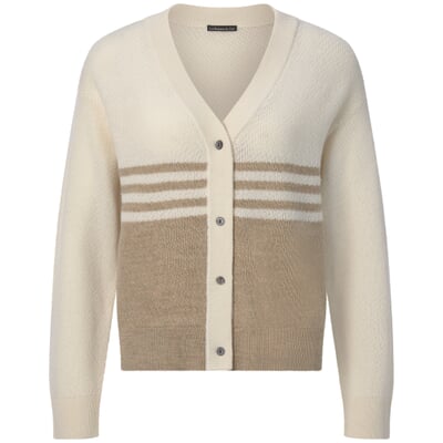 Damen-Cardigan, Weiß-Beige