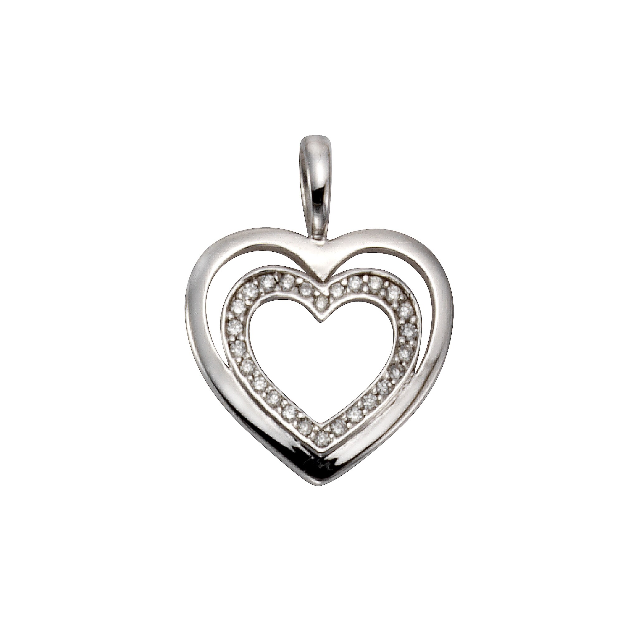 Orolino Anhänger Gold 585 Herz-Motiv mit 26 Brillanten zus. 0,11ct.