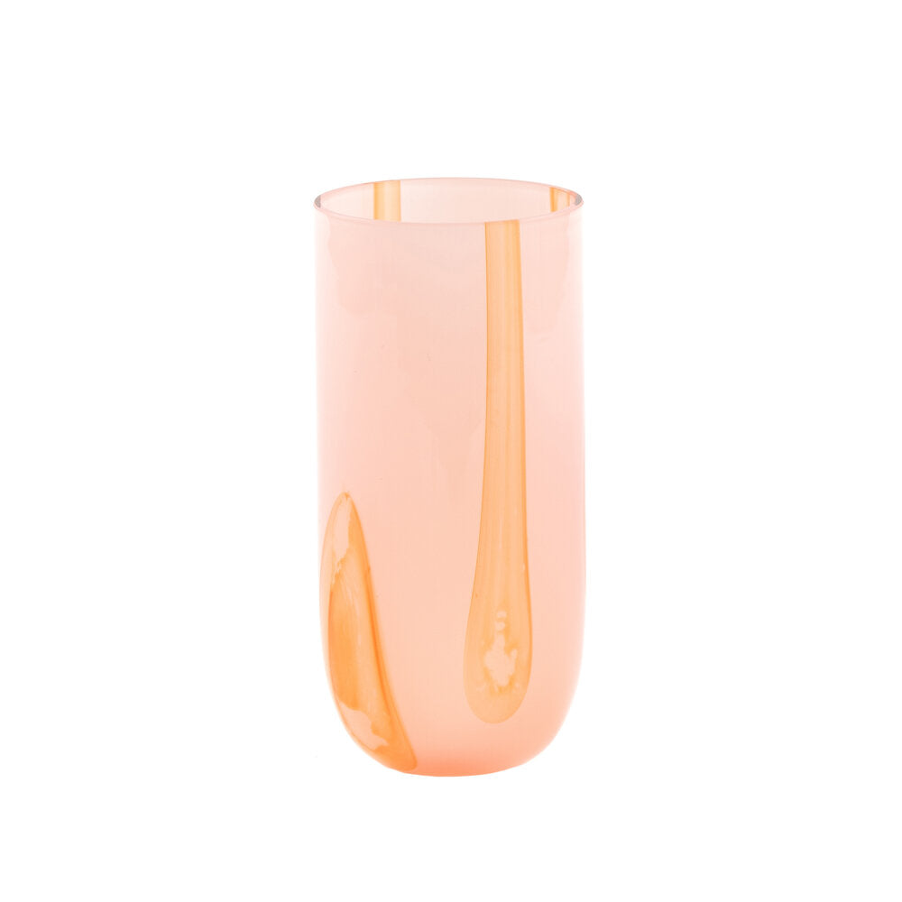 Kodanska  Flow Longdrink glas, Pink/Red Stripes - 40 cl.