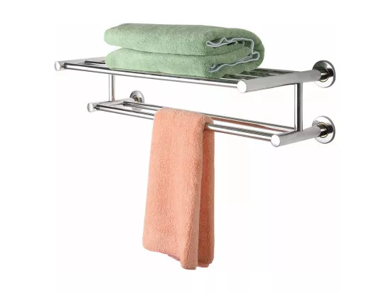 Support de serviette salle de bain, Porte-serviettes mural, Barres de serviette 60 x 22.5 x 16 cm