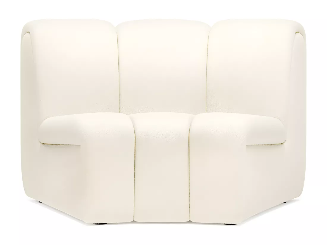 Canapé Module Courbé - Revêtu de Tissu Bouclé - Herridon Blanc