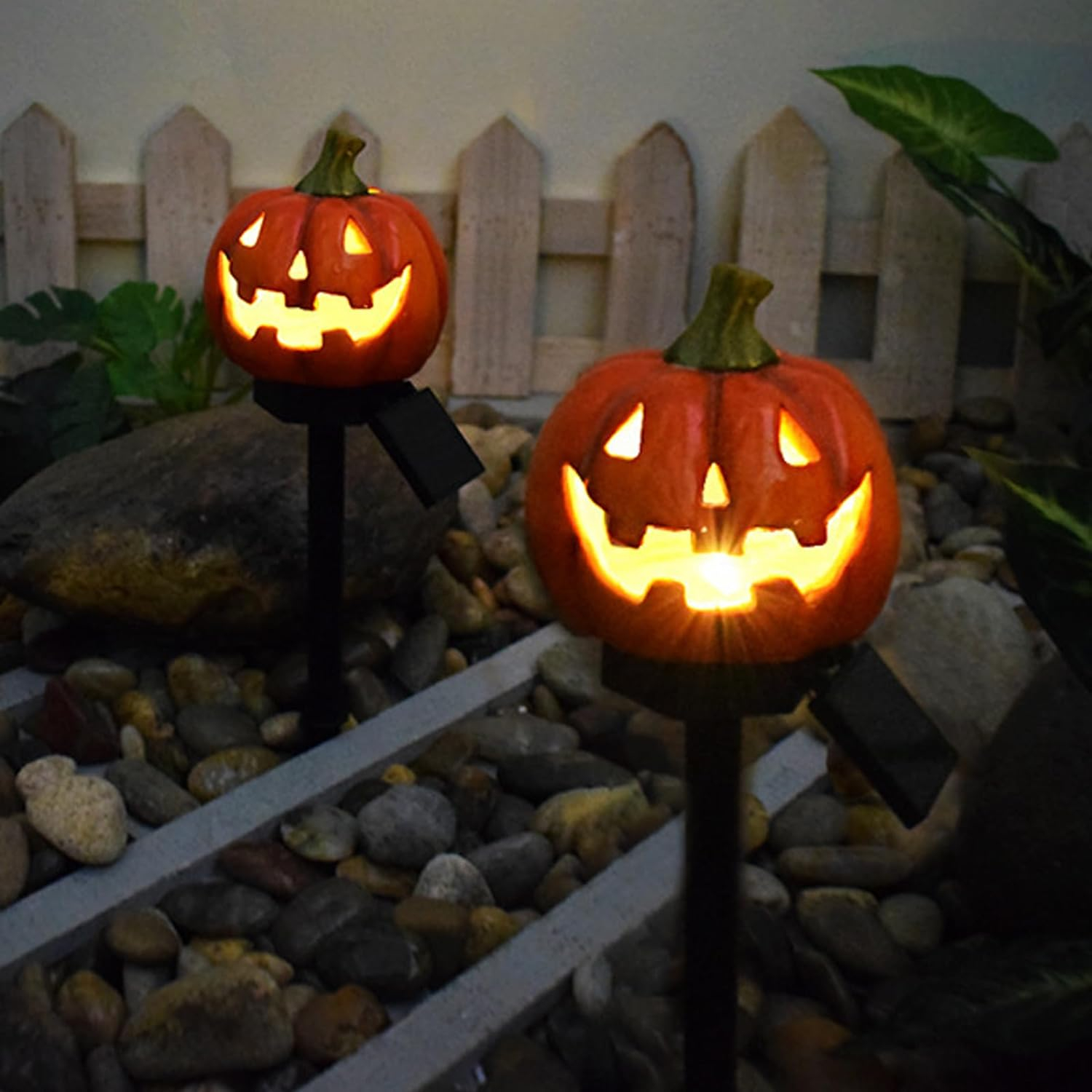 Solar Kürbis LED Lampe Outdoor Deko Halloween Gartenleuchte - Warmweiss