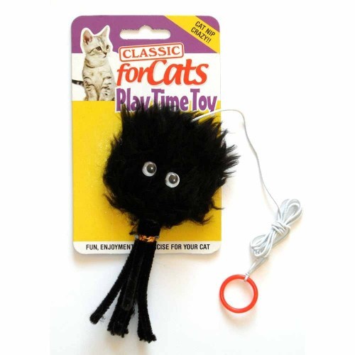 Aranha de brinquedo preta com erva-de-gato para gatos
