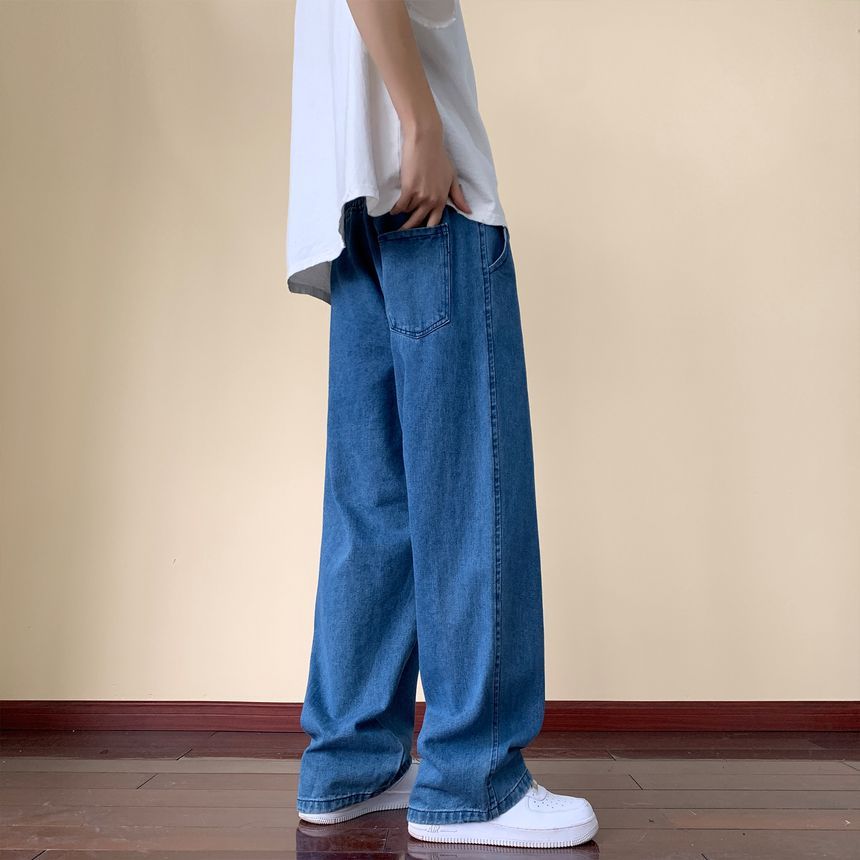 Breeson - Low Rise Washed Wide Leg Jeans