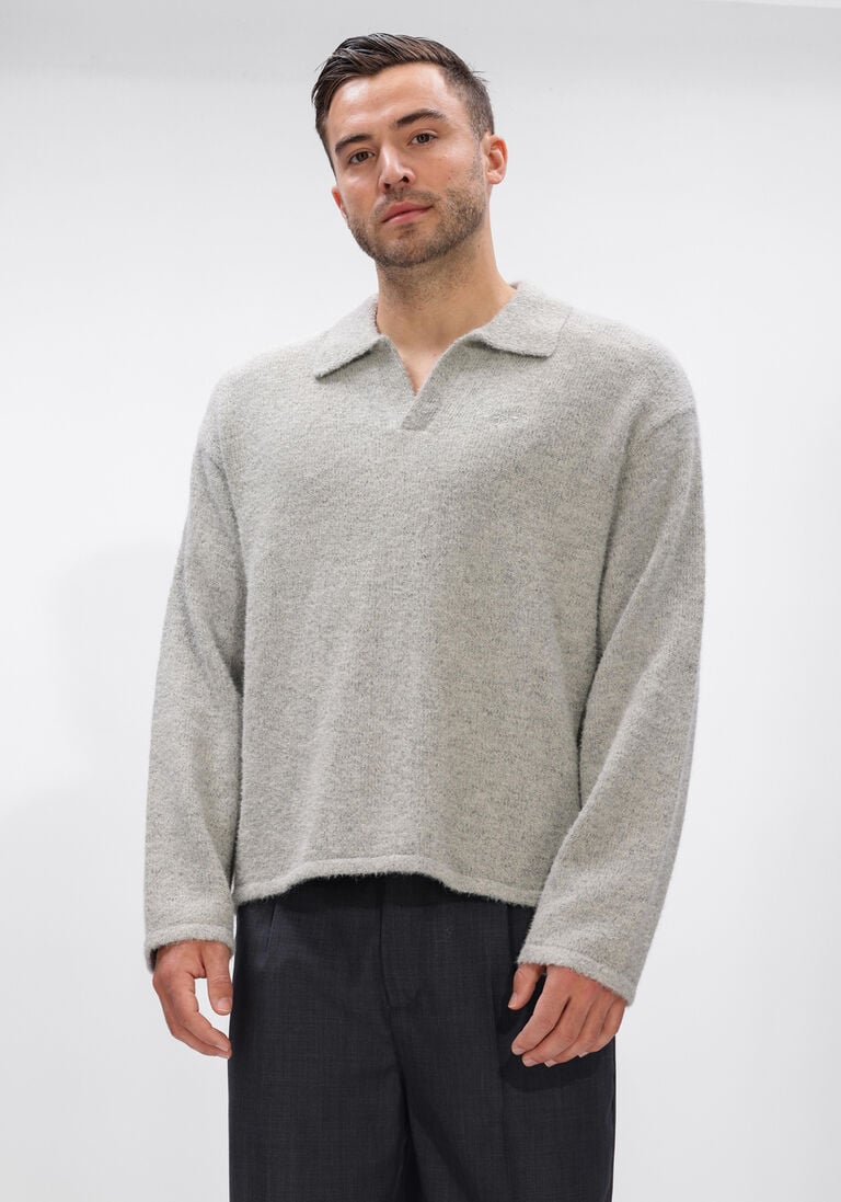 grijze olaf hussein polo signature knitted polo
