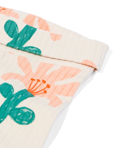 legging évolutif côtelé nouveau-né avec fleurs de bambou écru