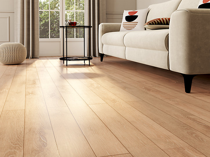 Sol stratifié à clipser Gawler naturel 8 mm L.129 x l.16 cm
