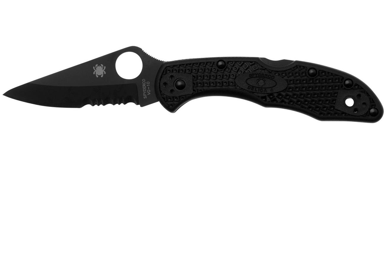 Spyderco Delica 4 Lightweight Black C11PSBBK Black FRN, partly serrated zakmes