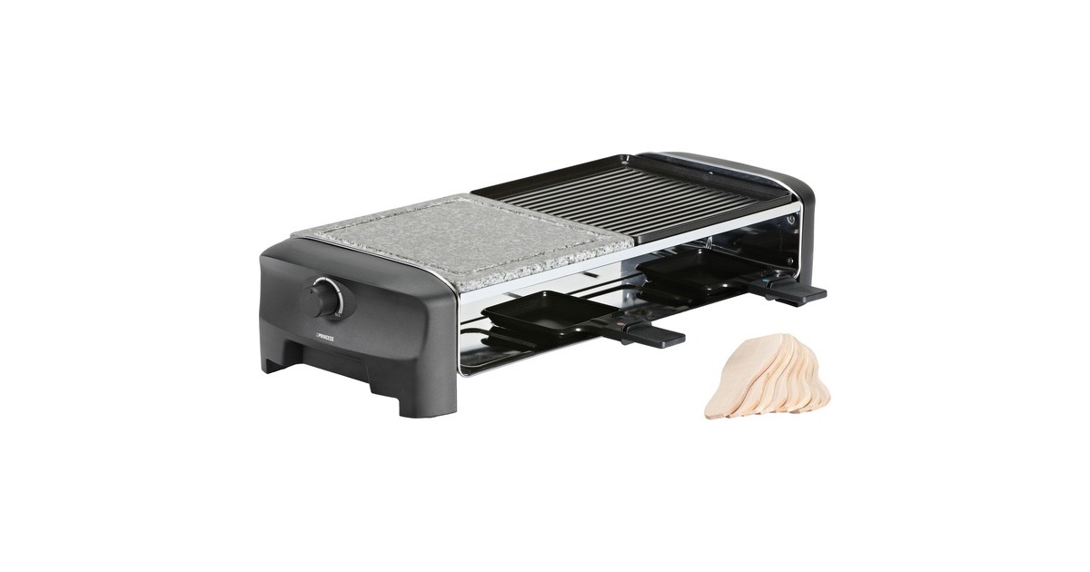 PrincessRaclette 8 Stone & Grill Party gourmetstel  (Grijs/zwart)