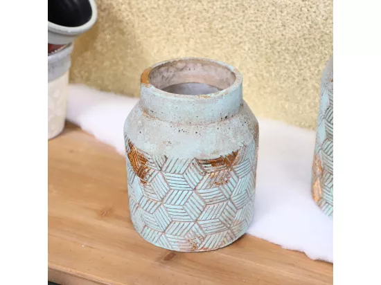 Vase en béton vert de gris Ø.14.5 x 24 cm