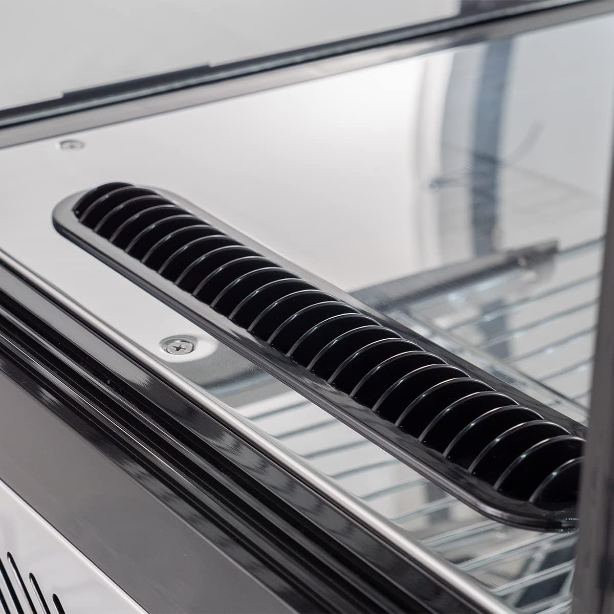 Kühlvitrine 160 Liter I Buffet Vitrine +2 °C und +6 °C mit LED I Kühlvitrine Gastro schwarz I Kühltheke mit Glastür & Umluft I abschließbar