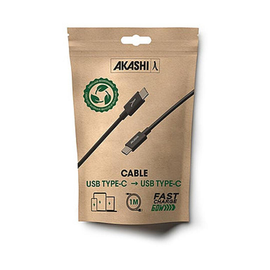 Akashi Câble Eco USB-C vers USB-C Noir - 1 m