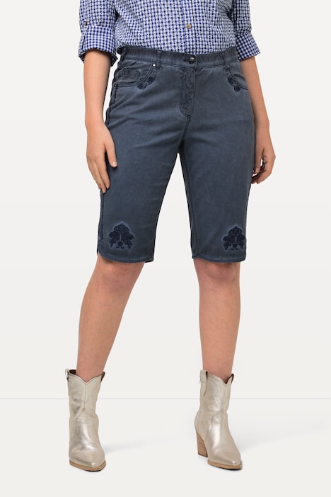 Trachten-Jeansbermuda Mandy, Used-Look, Stickerei