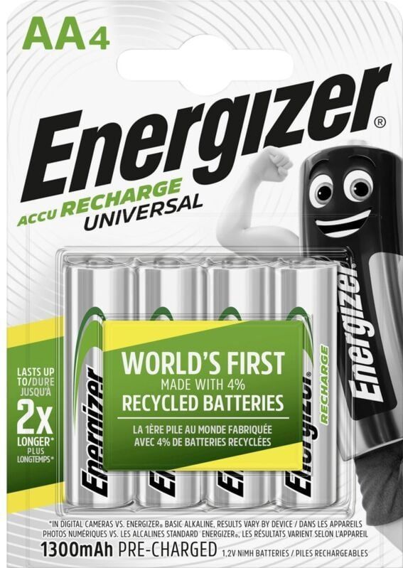 Energizer - Universele Oplaadbare Batterij - AA - NiMH - 1300 mAh - 4 Stuk(s)