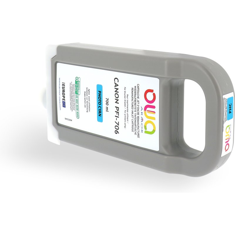 Cartouche d'encre traceur remanufacturée OWA - standard - Cyan Clair - pour CANON PFI-706 PC