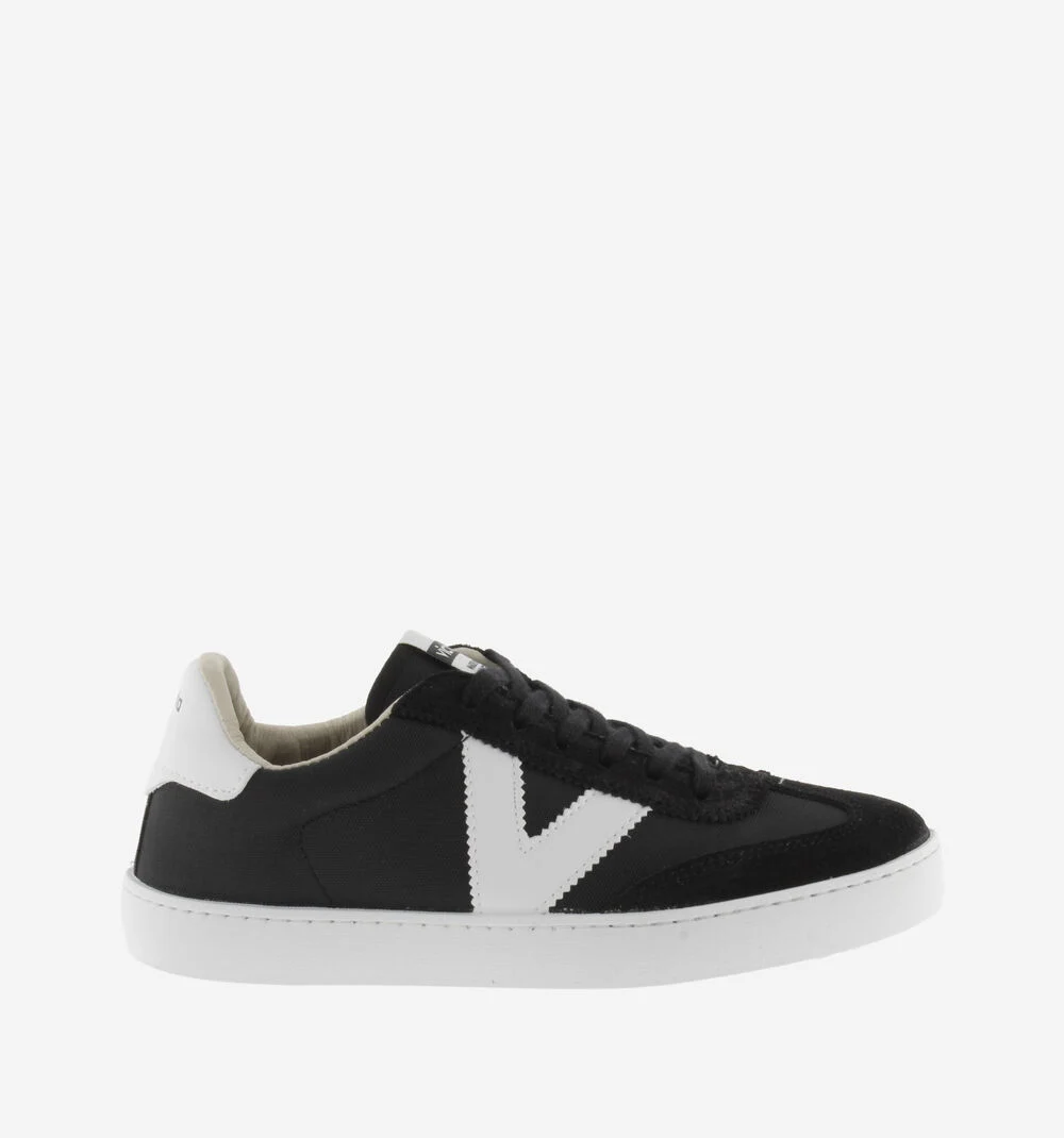 BERLÍN CUIR FENDU & NYLON Baskets monochromes unisexes NEGRO
