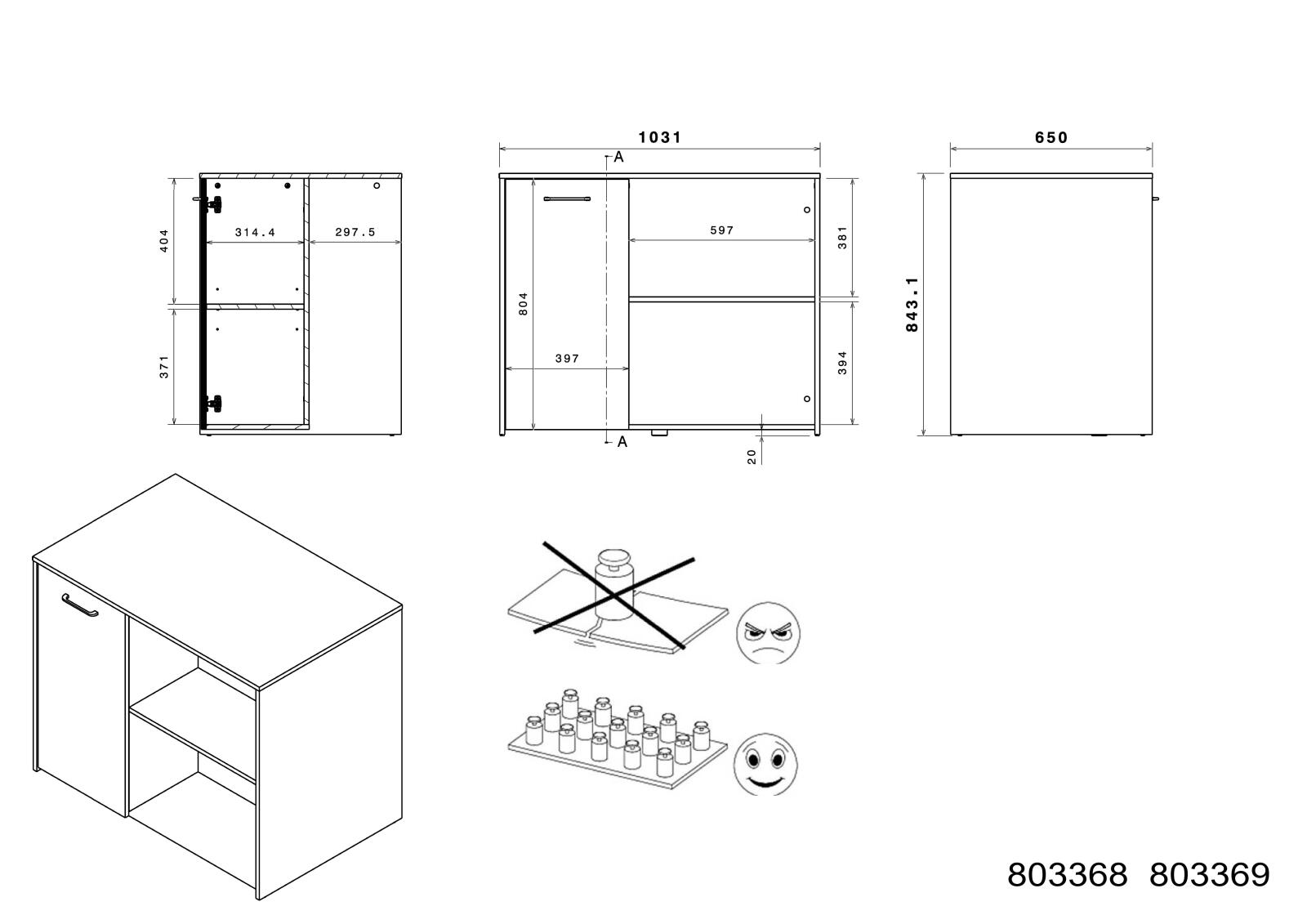 2-teiliges Buffet Set MALICE 4 - Betonoptik-weiß