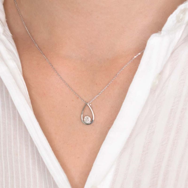 Pendentif Poire Deluxe Or blanc et Diamants
