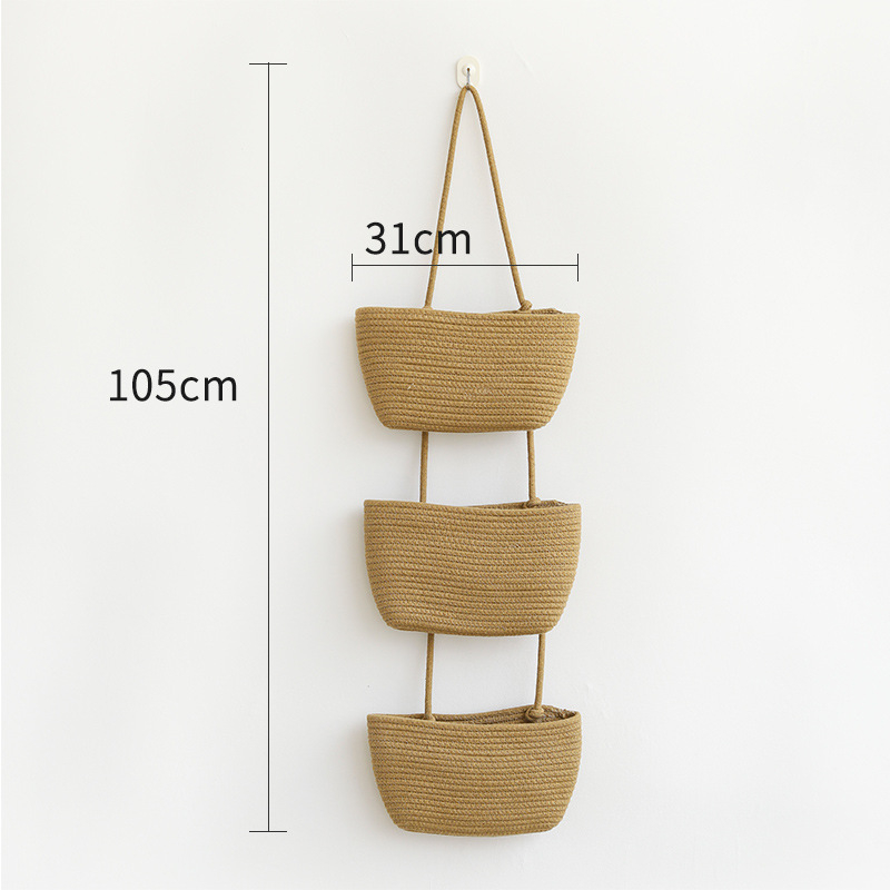 Hängende 3-fach Stoff Körbe Boho Home Deko Organizer für Spielzeug / Accessoires - Braun