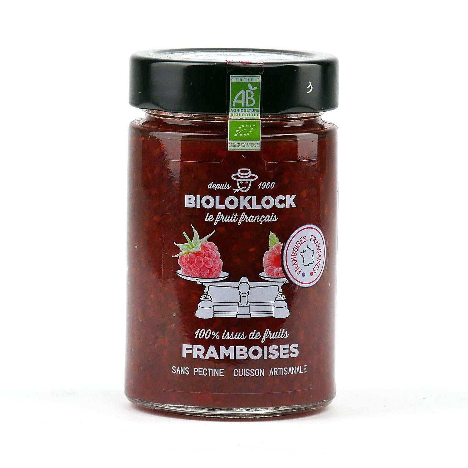 Confiture bio allégée à la framboise - 100% issus de fruits