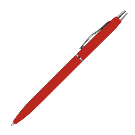 Macma Schlanker Metall-Kugelschreiber, gummiert, Farbe: rot