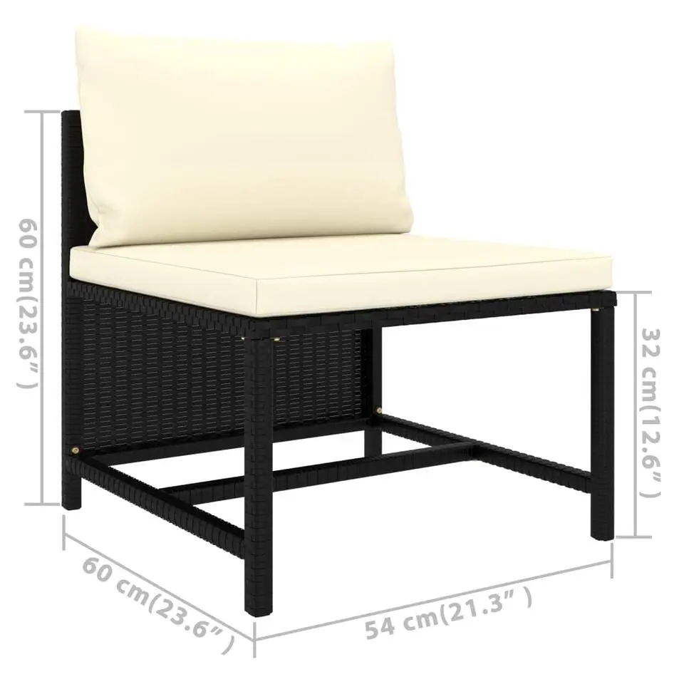 vidaXL - Tuinset - Zwart - Poly rattan - 5 stuks - Met kussens