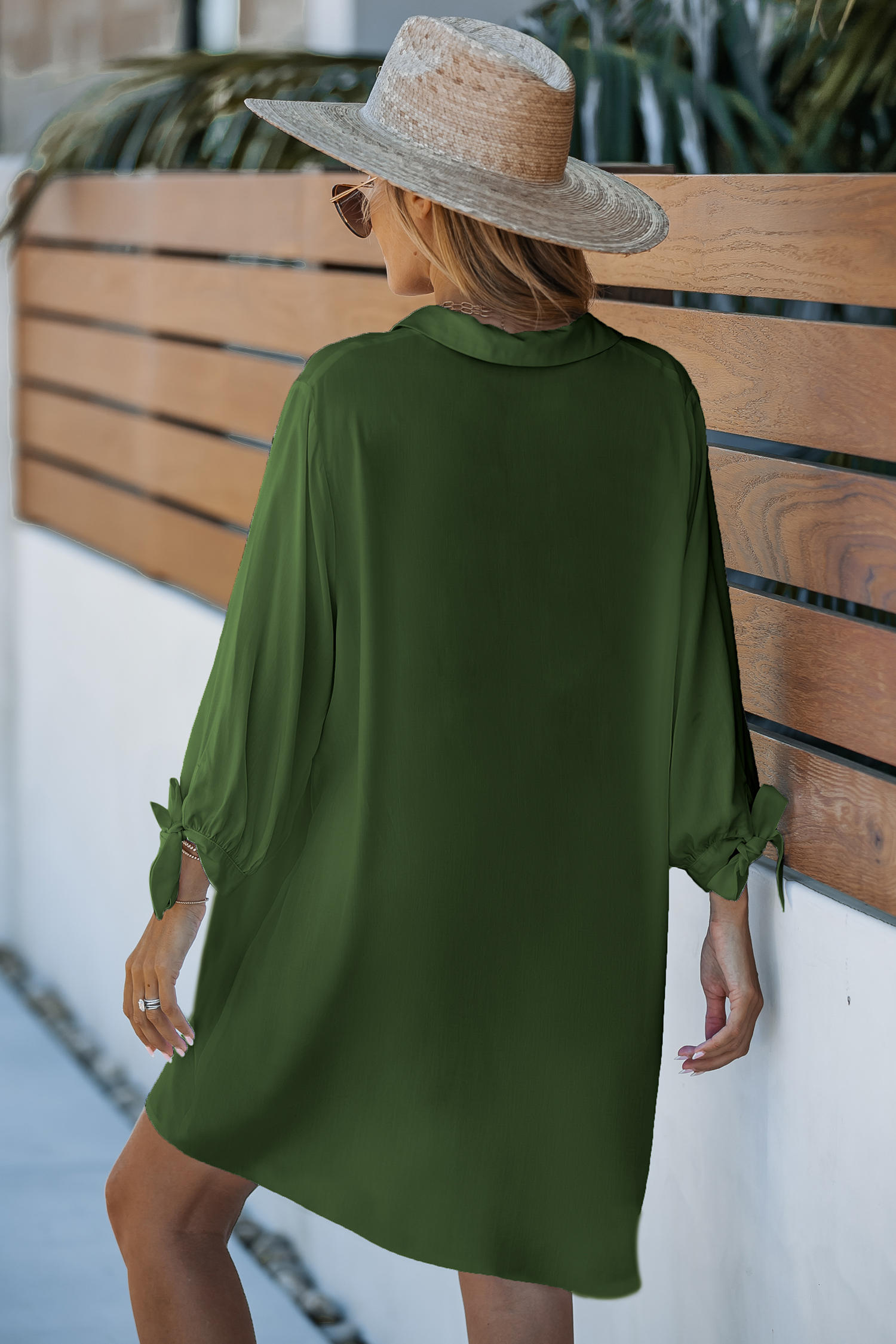 Robe cover up à lacer verte