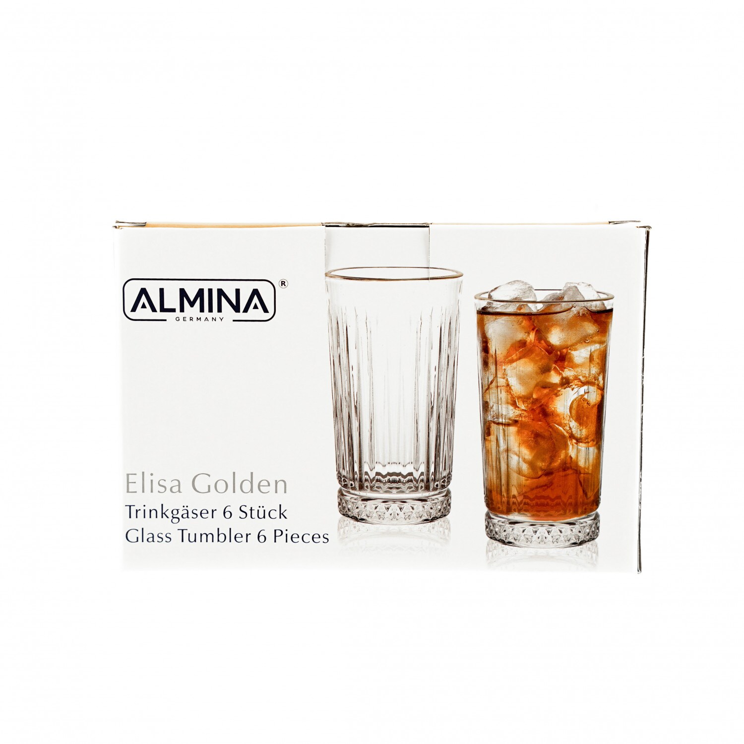 Almina Elisa Trinkgläser-Set 6-teilig mit Goldumrandung