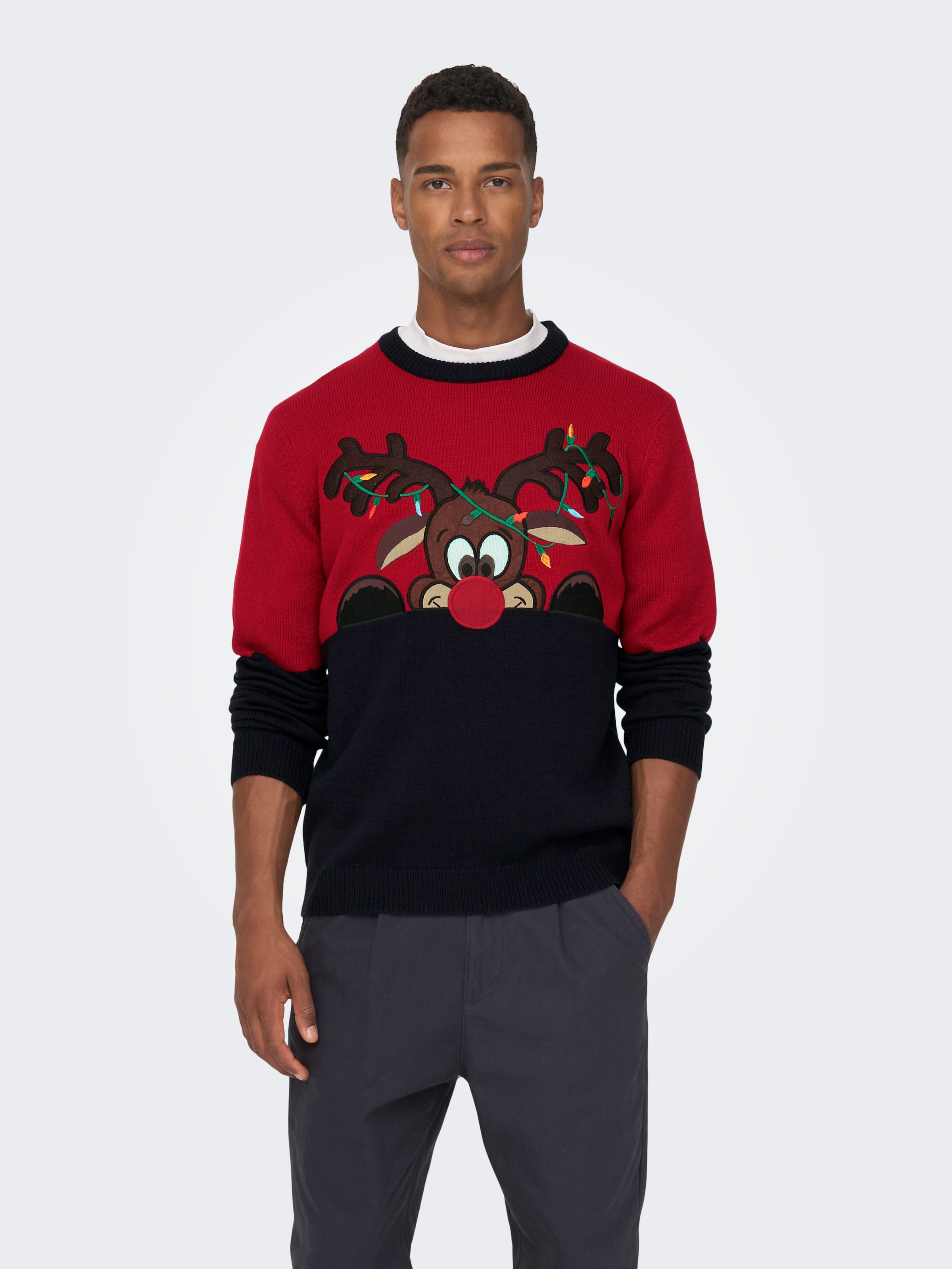 ONLY & SONS Weihnachtspullover , mit Bündchen an Ärmel und Saum