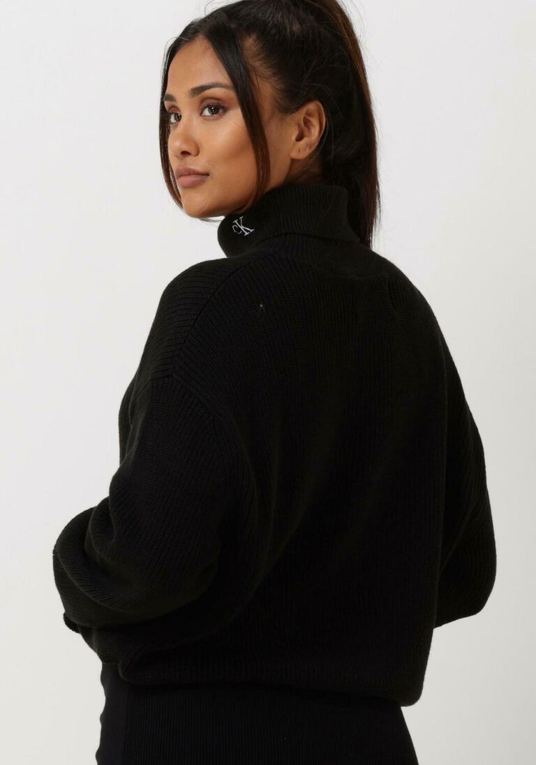 CALVIN KLEIN zwarte calvin klein coltrui ck chunky roll neck