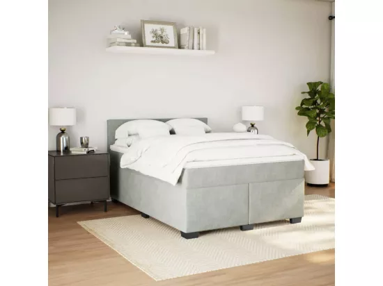 Sommier à lattes de lit et matelas Gris clair 160x200cm Velours